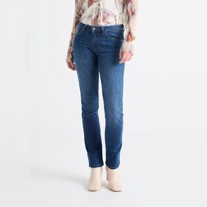 Du/er Performance Denim Mid Rise Slim Straight Aged Medium Stone US 27x32